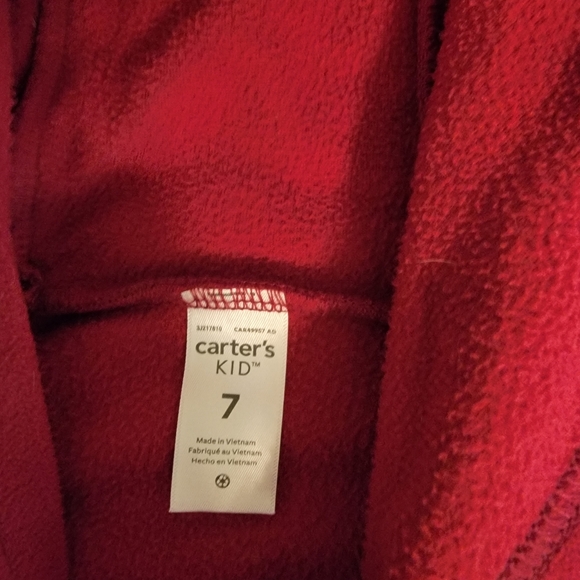Carters hooded, pullover, velour style outside, fleece inside. Boys size 7. - Picture 2 of 3